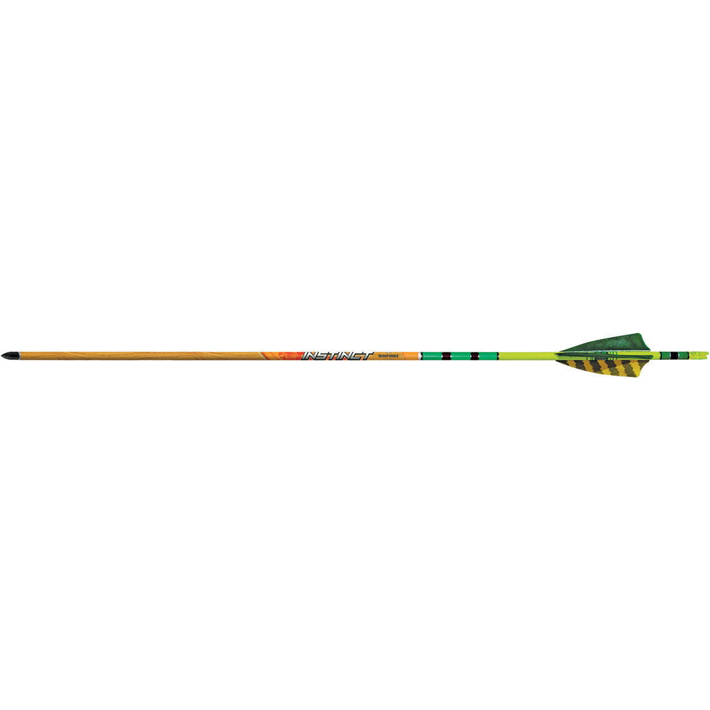 Black Eagle Instinct Traditional Arrows .005 350 Green/Yellow Feathers 6 pk.
