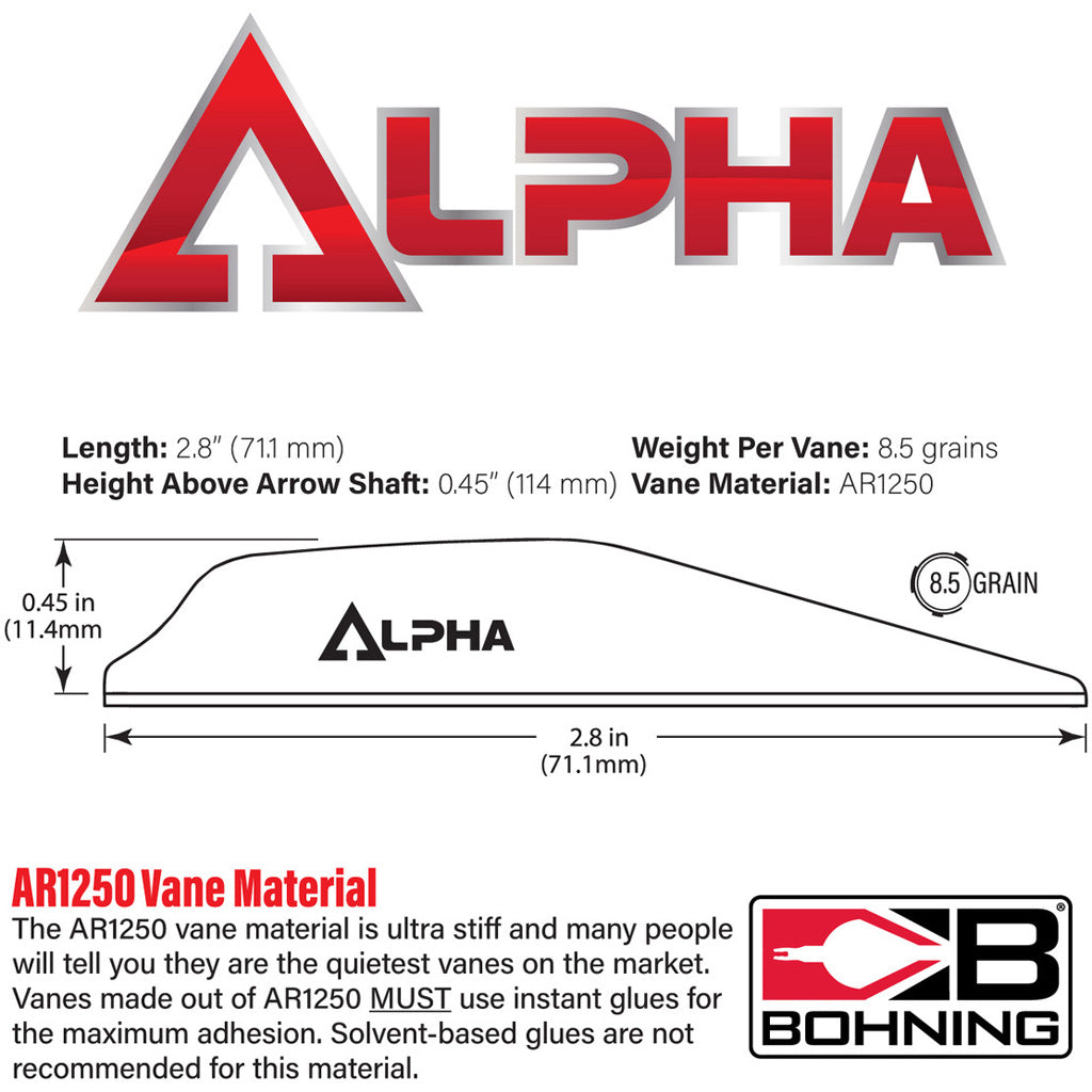 Bohning Alpha Vanes Neon Yellow 100 pk.