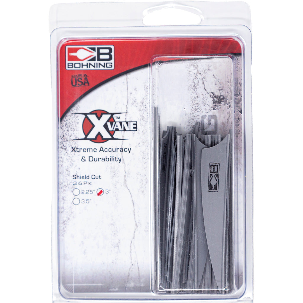 Bohning X Vanes Shield Cut 3 in. Silver 36 pk.