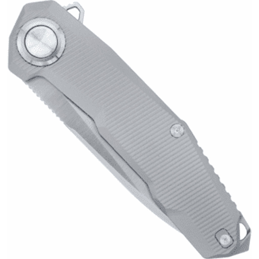 CobraTec Barracuda Titanium M390 Button Lock Knife Folding Blade Silver