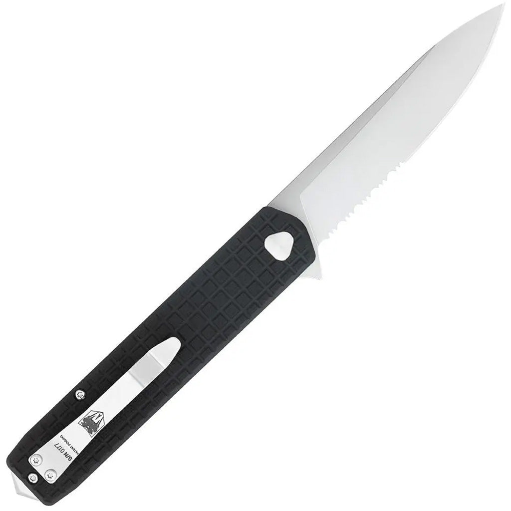 CobraTec Large Cayden Drop Serrated Knife Folding Blade Black