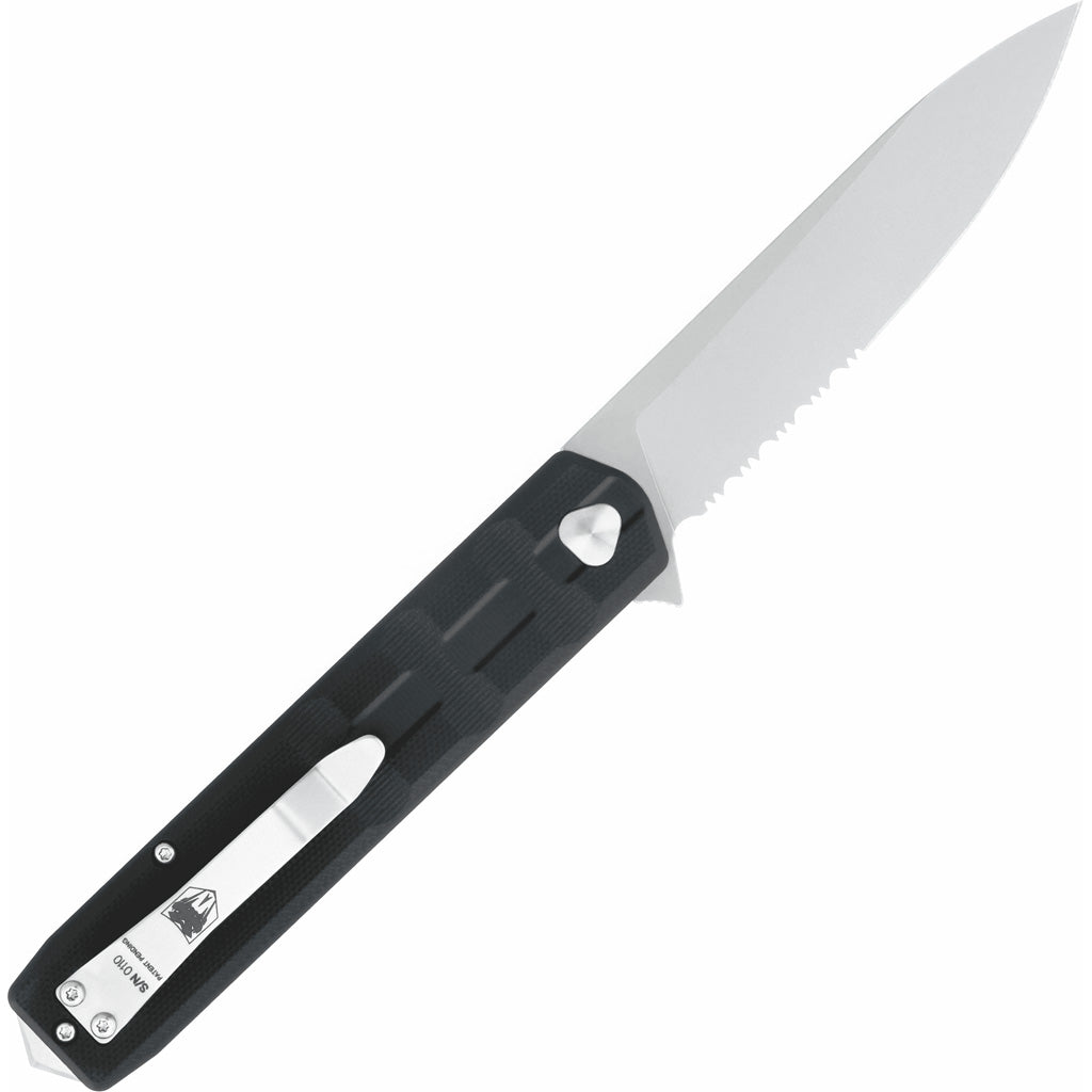 CobraTec Large Kuzio Drop Serrated Folder Knife Folding Blade Black